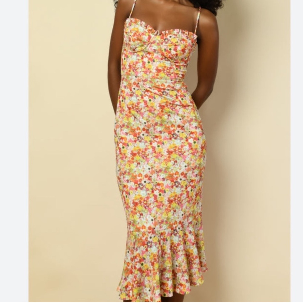 Hutch Bustier Ditsy Floral Midi Dress - Small